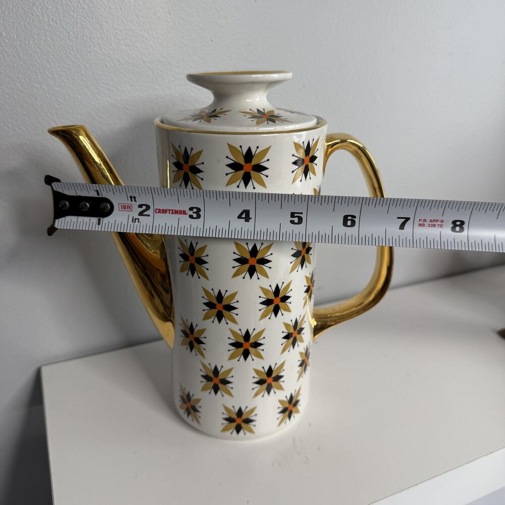 Vintage Arklow Stardust Coffee Pot Teapot Atomic Starburst Gold Gilt Ireland MCM - Picture 11 of 12